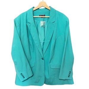 Jessica London Blazer‎ Career Jacket Academia Casual Teal Green Plus Size 30